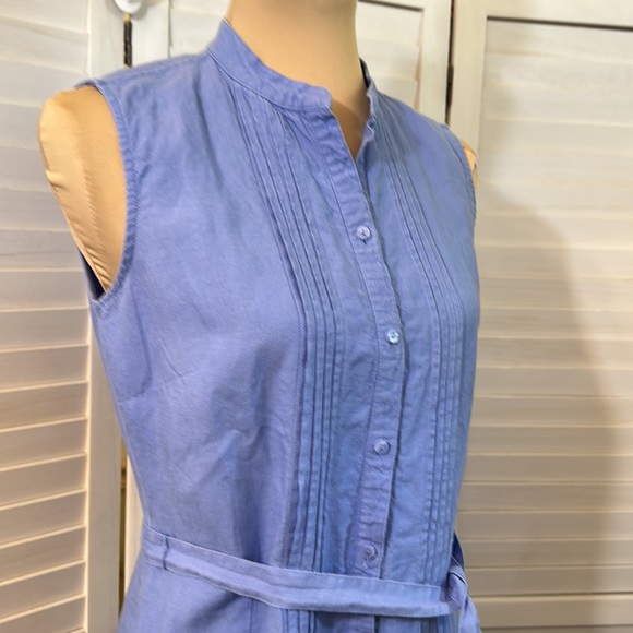 L.L. Bean Linen Chambray Dress Minimalist Lagenlook Preppy Blue Size 8 - Picture 4 of 6